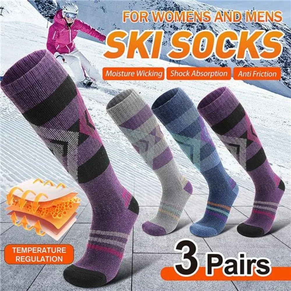3 Pairs Unisex Thermal Winter Warm Thick Knee High Socks